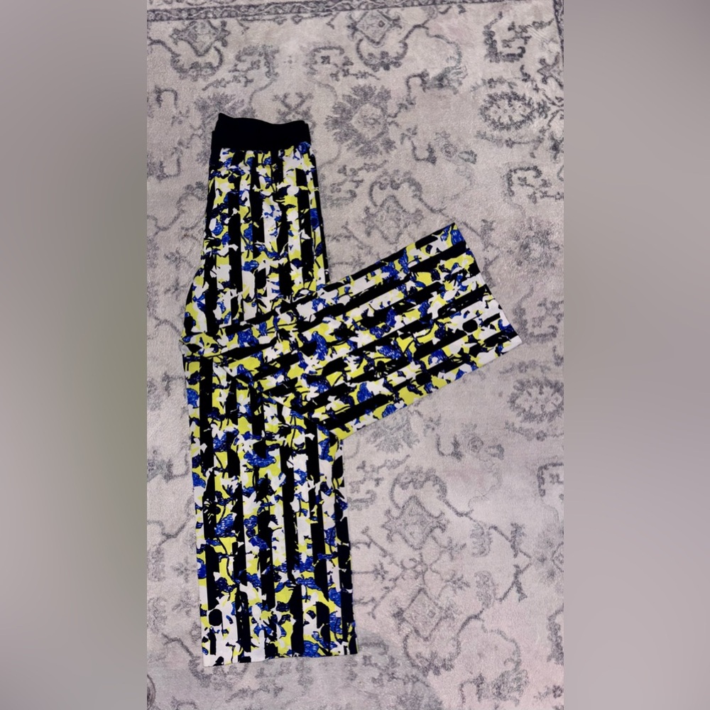 Peter Pilotto x Target Printed Blue & Yellow Wide Leg Pants Size 8. Gently Used.